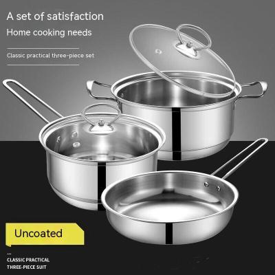 China Sustainable 410 Stainless Steel Kitchenware Set Soup Pot Milk Pot Stove Cooking Pot Kitchenware Gift Set Bakelite Handle for sale