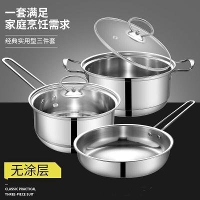 China Sustainable 410 Stainless Steel Kitchenware Set Soup Pot Milk Pot Stove Cooking Pot Kitchenware Gift Set Bakelite Handle for sale