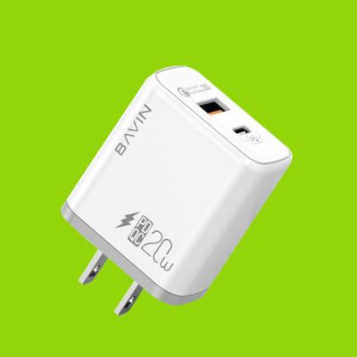 China BAVIN PC828 Mobile Phone Mini PD+QC3.0 Quick Charger Portable USB+TYPE-C Wall Charger for sale