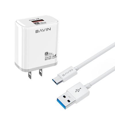 China BAVIN PC826 Pro Mobile Phone USB Super Fast Charger 22.5W USA QC3.0 Phone Charger for sale