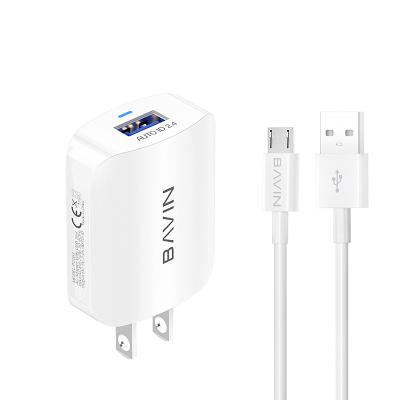 China Newest BAVIN PC553 Mobile Phone Travel Power Adapter with Micro Cable US Plug Travel Adapter for sale