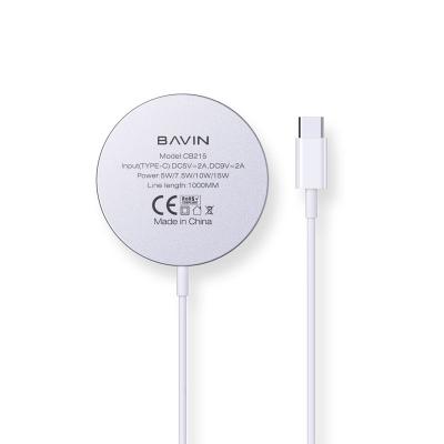 China BAVIN CB215 Mobile Phone Factory Price Fast Magnetic Suction 15w Wireless Charger Type C For Iphone 13 Mobile Universal Charging OEM for sale