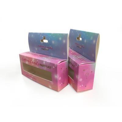 China Low MOQ Custom Recycled Materials Printed Cosmetic Packaging Paper Box Selling Small Lipstick Retail Box With Hang Hole for sale