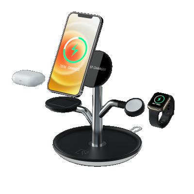 China Smart Watch Sell 2021 New Function QI Standard 3in1 Multi Standard Magnetic Wireless Charger Wholesale For Phone AirPods Apple Watch Fast Wireless Charger for sale