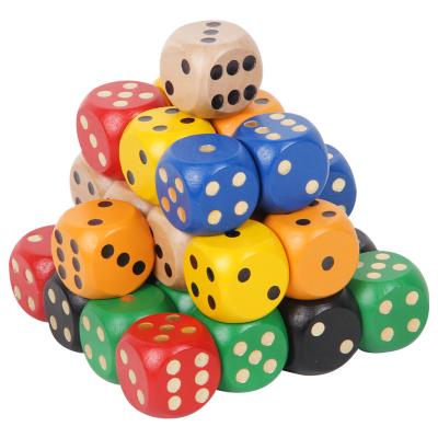 China Custom Bulk Casino Edge Round Wood Eco-friendly Material 30mm Color Opens Wooden Dice Game Toy Accessories for sale