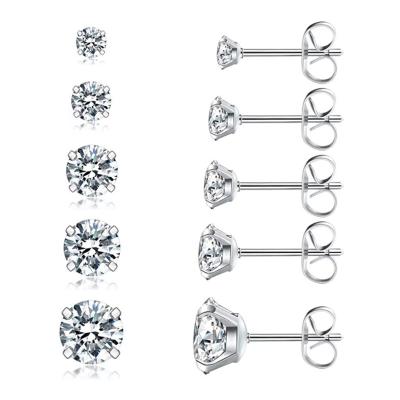 China FASHIONABLE 18K Gold Plated Hypoallergenic CZ Zircon Diamond Stud Stainless Steel Stud Earrings Jewelry Earring Sets for sale