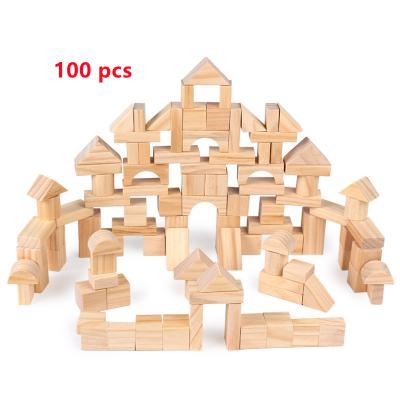 China 100pcs Children's Educational Learning Wooden Bricks Montessori Eco-friendly Material Kids Stacking Building Blocks Balancing Toys for sale