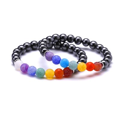 China FASHIONABLE Natural Stone Crystal Yoga Energy Healing Gemstone Spiritual Reiki Luck Survived Agate Balance Chakra Hematite Bead Bracelet for sale