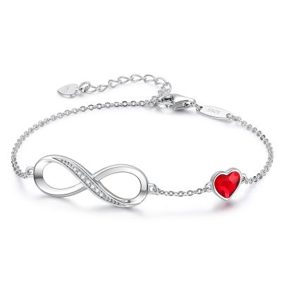 China TRENDY Women Wife Girls Her Infinity Heart Symbol Charm Adjustable Bracelet 925 Sterling Silver Mother's Day Jewelry Birthday Gift for sale