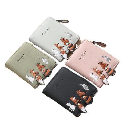 China Mini Women Wallets High Quality Wholesale Fashion Cute Animal Short Wallet Change Wallet Gift Promotional Item For Girl Purse for sale