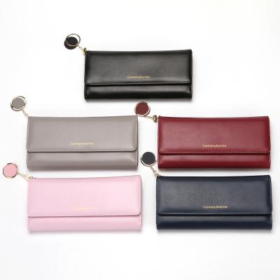 China Custom Fashion Wallet Card Holder Ladies New Fashion Style Women's Long Clutch Large Capacity Wholesale Leather Trim Designer Girl Wallets for sale