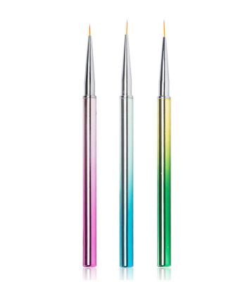 China Beauty Care Make Pen Color Painting Nail Art Brush Stroke Flower Pen Colorful Metal Rod Pen Tools 3 Set for sale