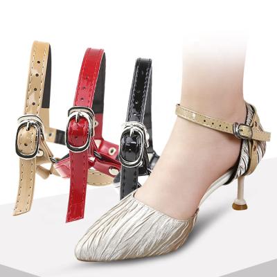 China PU Leather Shoe Flat Free Installation Shoes Anti Falling Soft Buckle Tie Up Elastic Triangle Lace for sale