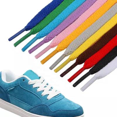 China 57 Colors Fashion Flat Wholesale Custom Shoe Laces 8 Mm Wide Polyester Laces for sale