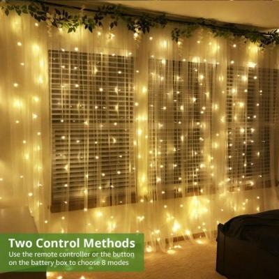 China Curtain Light 300 LED 8 Modes Window Curtain String Light Indoor Outdoor Christmas Twinkle Decorative Lights For Bedroom Led Curtain Light for sale