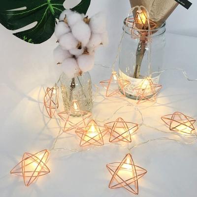 China Sight Creative Iron LED Metal Christmas Wedding Party Decoration Northern European Personality Star Shaped String Light for Christmas Party Festival Home Decoration for sale