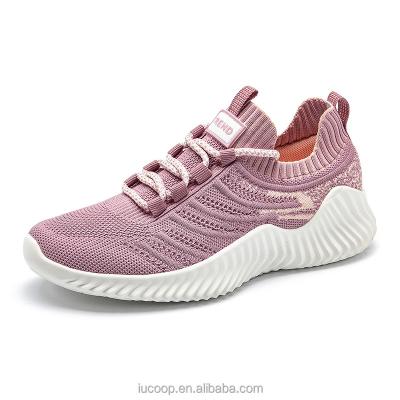 China Cushioning Fashion Cemented Knitting Breathable Ladies Sport Shoes Flexible Lightweight Athletic Shoes For OEM for sale