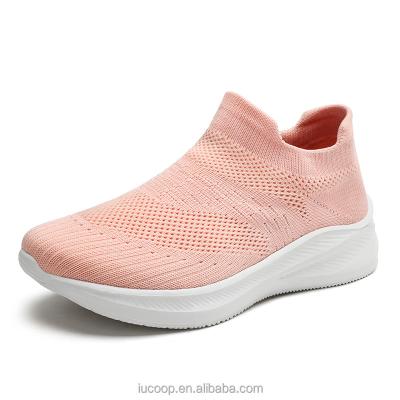 China Cushioning Breathable Knitting Upper Women Sport Shoes With Lightweight Flexible EVA Bottom Running Shoes For OEM for sale