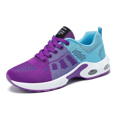 China Fashion Trend Shock-absorbent Breathable Knitting Upper Women Sport Shoes With Comfortable Bottom Running Shoes For OEM for sale