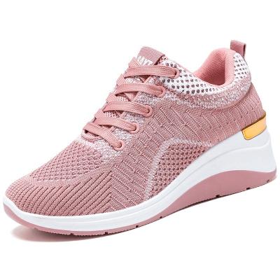 China Fashion Trend Size Increasing Shock-absorbent Breathable Knitting Upper Women Sport Shoes Ladies Running Shoes For OEM for sale