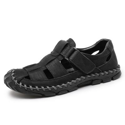 China Waterproof First-class Leather Upper Hollow Out Men Sandals Anti-collision Toe Breathable Lightweight Comfortable Sandals For OEM for sale