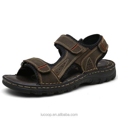 China Deodorization Customize Cow Leather Top Men Sandals Summer Sandals With Adjustable Strap Flexible Bottom For OEM for sale