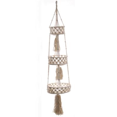 China Sustainable Hot Selling Cotton Rope Iron Ring Cotton Rope Storage Hanging Basket for sale