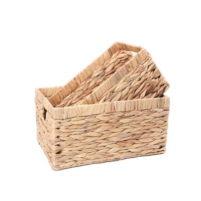 China YanYi Shabby Chic Household Rattan Place Mat Handmade Water Hyacinth For Home Storage Basket Weaving Basket With Liner for sale