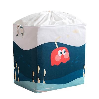 China Household Storage Box Toy Bucket Fabric Folding With Beam Mouth Laundry Sustainable Dirty Cotton Clothes Storage Canvas Basket for sale