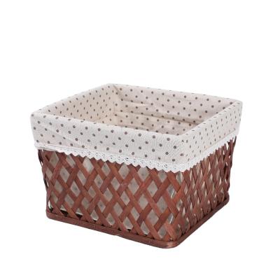 China YanYi Household Polyester Cotton Fabric Brown Shabby Chic Interior Wooden Storage Basket Pakistan for sale