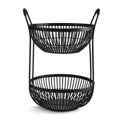 China Storage Yanyi Customize 2 Tier Large Crafts Metal Laid Out Egg Wire Basket With Handle for sale