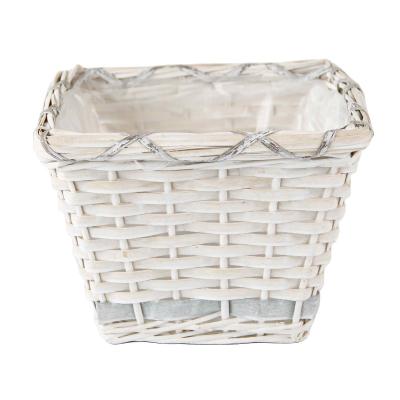 China Yanyi Children's White Wooden Chip Plastic Lining Paper Rope Square Flower Pot Planter Baskets for sale