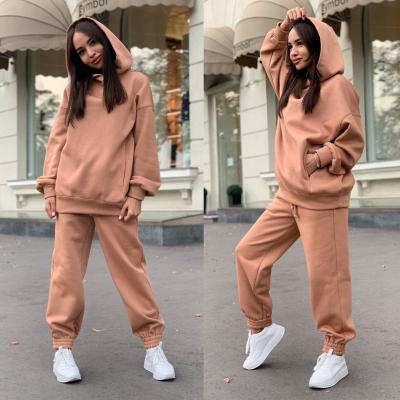 China Women's Fashion Breathable Hoodies Solid Color Casual Ladies Sportswear Hoodies Sweater Autumn Pants Suit Women's Hoodies Sets for sale