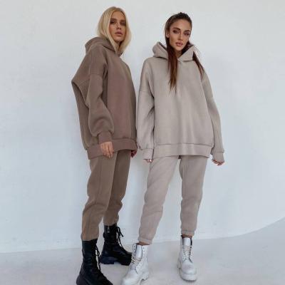 China Breathable Solid Color Unisex Hoodies Set Casual 2 Piece Set Women Sweatsuit Set Tracksuit for sale