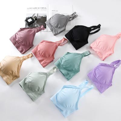 China QUICK DRY High Quality Soft Stretch Move Padded Wireless Crossover Breastfeeding Maternity Nursing Bra for sale