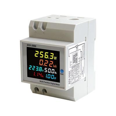 China D52-2066 6IN1 D52-2066 Display Smart Meter Din Rail AC Voltage Power Factor Current Active KWH Electrical Energy Frequency Meter for sale