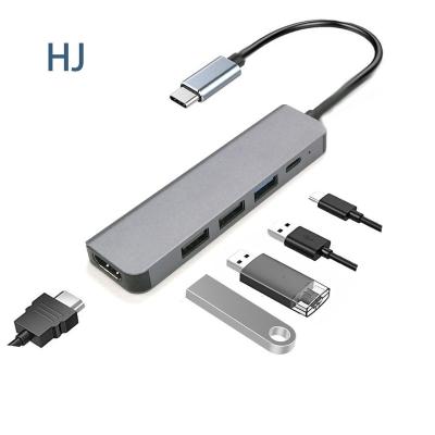 China Wholesale Keyboard Hub Adapter with 3 USB 5-in-1 Type C with 4K HD MI USB C Data 5Gbps USB C Adapter HD MI Hub for sale