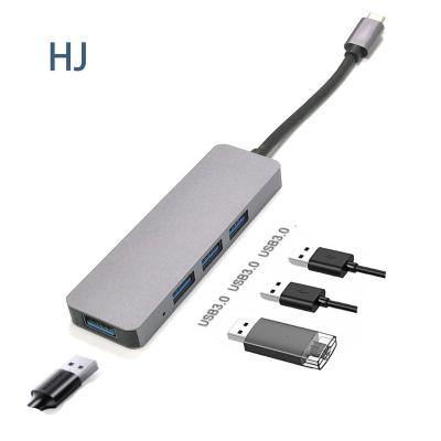 China Wholesale 2022 Keyboard 4 In 1 USB-C Hub Stable Adapter C Multiport Driver With 4 Port USB 3.0 Type C USB Laptop Hub for sale