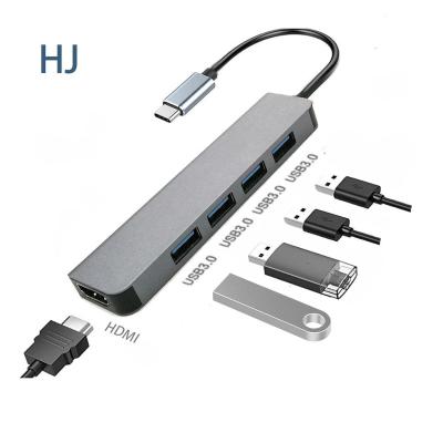 China Keyboard Factory Wholesale Manufacturer C Hub with 4 x 3.0 Ports Type C Hub with 4K HD MI Dongle Docking Station 4 USB 3.0 Type C Hub USB for sale