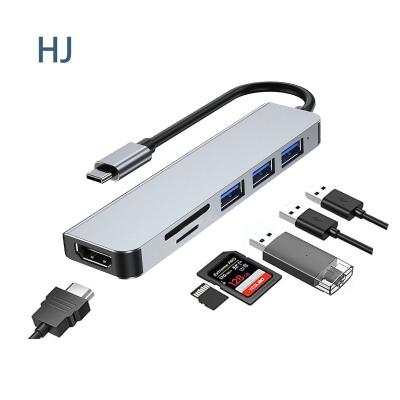 China Keyboard Type C Hub to HD MI 4k Hub USB C to HD MI Multiport Adapter with Card Reader USB 3.0 Hub for sale