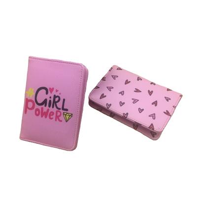 China Vintage Fashion Pink Color Printing Passport Cover Credit Card Holders for sale