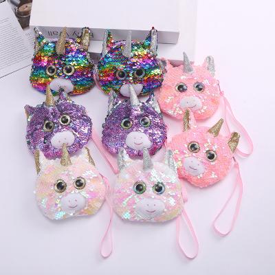 China Fashion Kids Small Party Reversible Sequined Unicorn Shoulder Bag Small Order Bag for sale