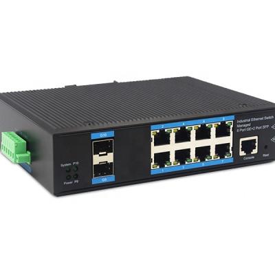 China Metal Shell Industrial Ethernet POE Controlled Switch With 8 Port Rj45 GE And 2 Port Gigabit SFP YH628GSP-SFP for sale