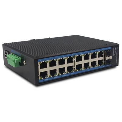 China Outdoor All Gigabit Industrial 16 Port Network Switch 2SFP Fiber Optic Ethernet Manage Switch YH6216GS-SFP for sale