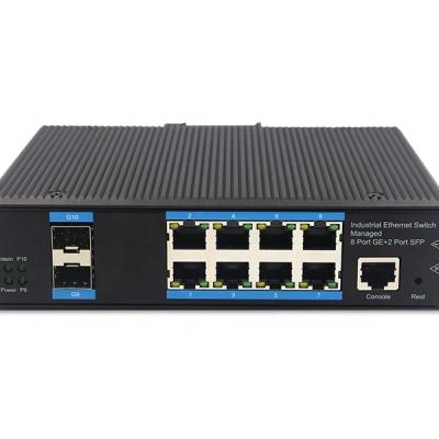 China Networking and communication gigabit aluminum alloy 1000M port rj45 fiber 8 to 2SFP fiber optic ethernet switch YH628GSP-SFP for sale