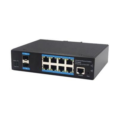 China OEM ODM Monitoring Fiber Network Switch 2port GX SFP+8GE Mini LAN Gigabit Ethernet Fiber Optic Switch YH628GSP-SFP for sale