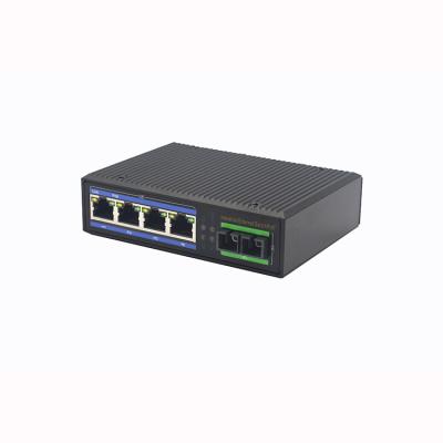 China Uncontrollable Outdoor 4 Port POE Ethernet Over Port 5 PoE Fiber Industrial Network Switch for sale