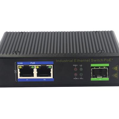 China 100 / 1000Mbps 2 - Port Industrial Network Switch With A Fiber Optic Port Media Converter YHD12G-SFP for sale