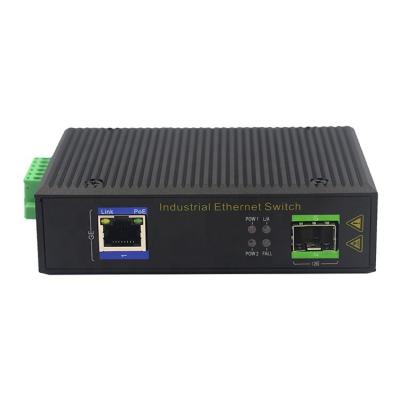 China 1port Rj45 POE And 1port SFP Full Gigabit Industrial Media Converter With Aluminum Alloy Shell YHD11GP-SFP for sale