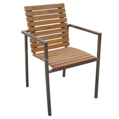 China Durable Outdoor Furniture Stainless Steel Teak Slat Chair for sale